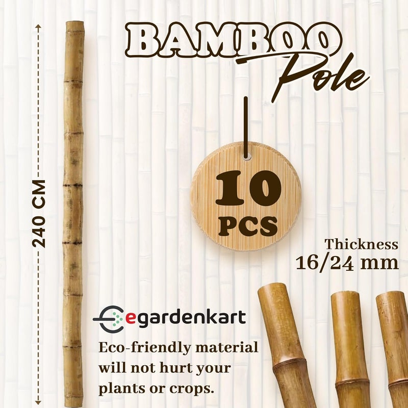 Egardenkart عصي الخيزران من إي غاردن كارت للنباتات - 90 سم، 10 قطع | عصي حديقة لدعم قوي | عصي نبات طويلة لدعم النباتات (رفيعة، 10 قطع، 90 سم) - Image 2