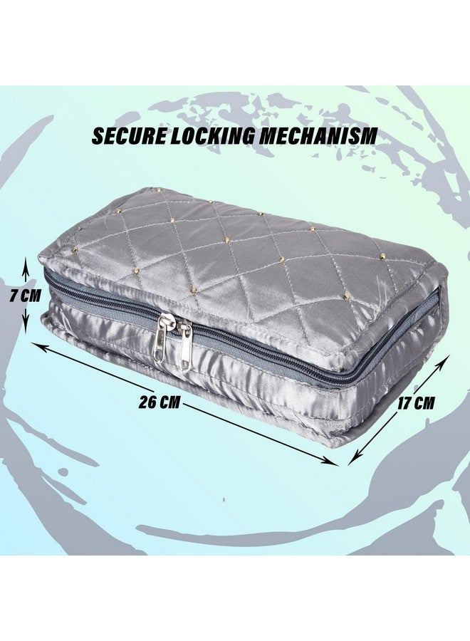 Hearts Makeup Storage Bag | Vanity Organizer | Makeup Pouch | Pendant Organizer | Cosmetic Kit For Travel | 6 Pouch Organizer | Moti Jewellery Organizer | Large | Pack Of 3 | Multi - Image 3