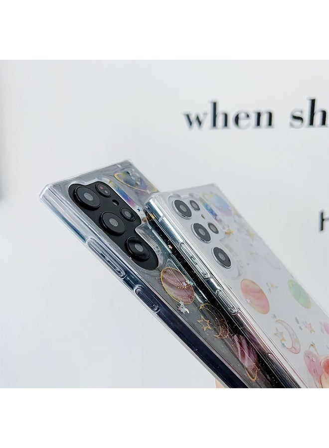 متوافق مع حافظة Samsung Galaxy S23 Ultra، حافظات شفافة بتصميم النجوم والقمر وتلميع كوكب براق من السيليكون المقاوم للصدمات للنساء والفتيات لهاتف Samsung S23 Ultra 6.8 بوصة، موضوع الفضاء - Image 4