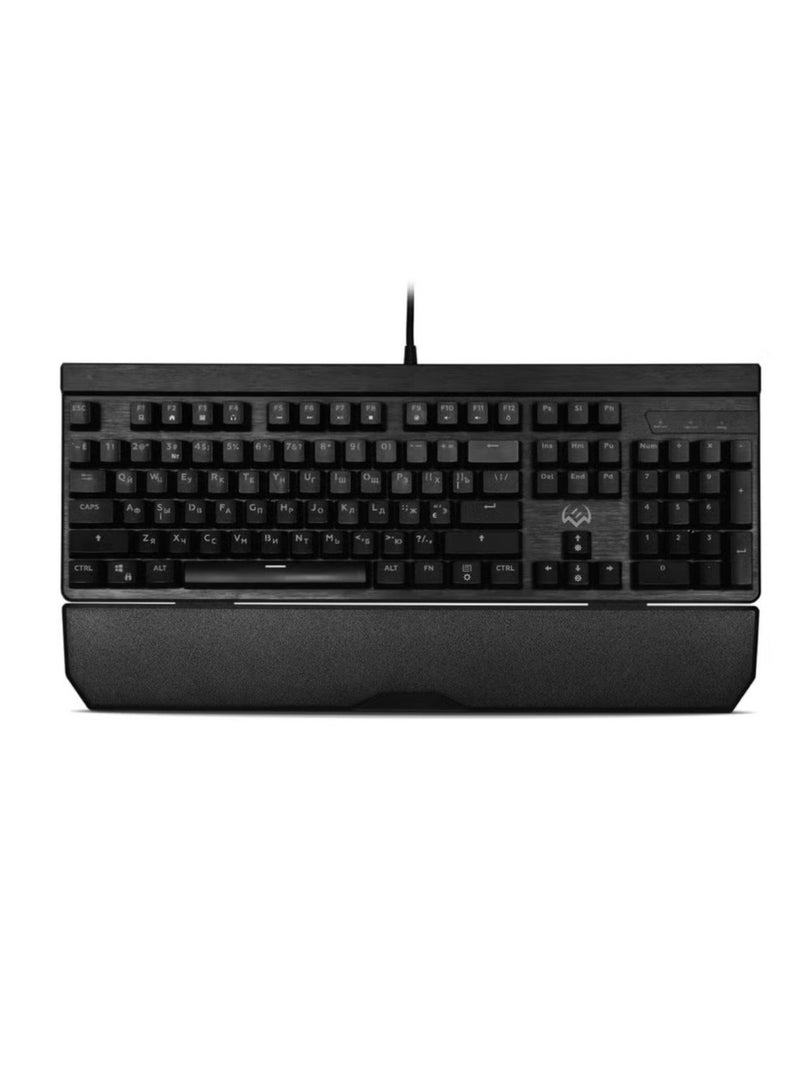SVEN KB-G9500 Gaming Keyboard Full Size Wired USB Programmable Keyboard - LED Backlit Color Arc - 104 Keys Blue Keys - Durable and Detachable Wristband for PC - Black  - Image 3