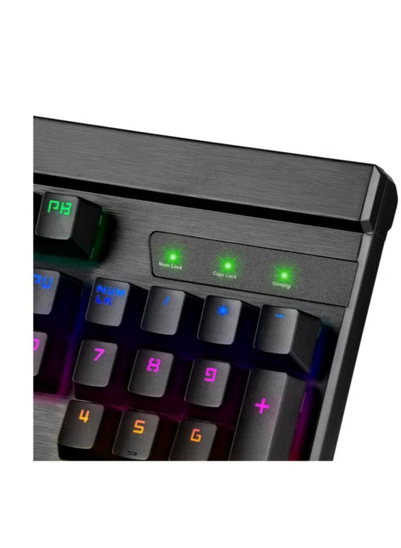 SVEN KB-G9500 Gaming Keyboard Full Size Wired USB Programmable Keyboard - LED Backlit Color Arc - 104 Keys Blue Keys - Durable and Detachable Wristband for PC - Black  - Image 5