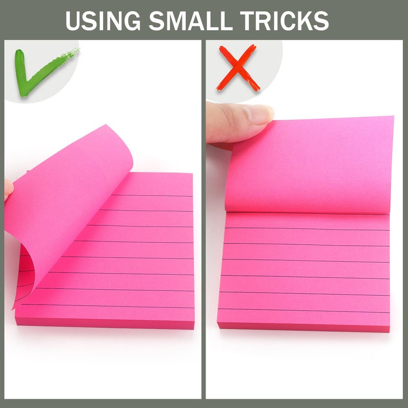 Eastern Wolf 6 Pads Lined Sticky Notes 3x3 Sticky Notes with Lines Self-Stick Note Pads 6 Bright Multi Colors,100 Sheet/Pad - Image 5
