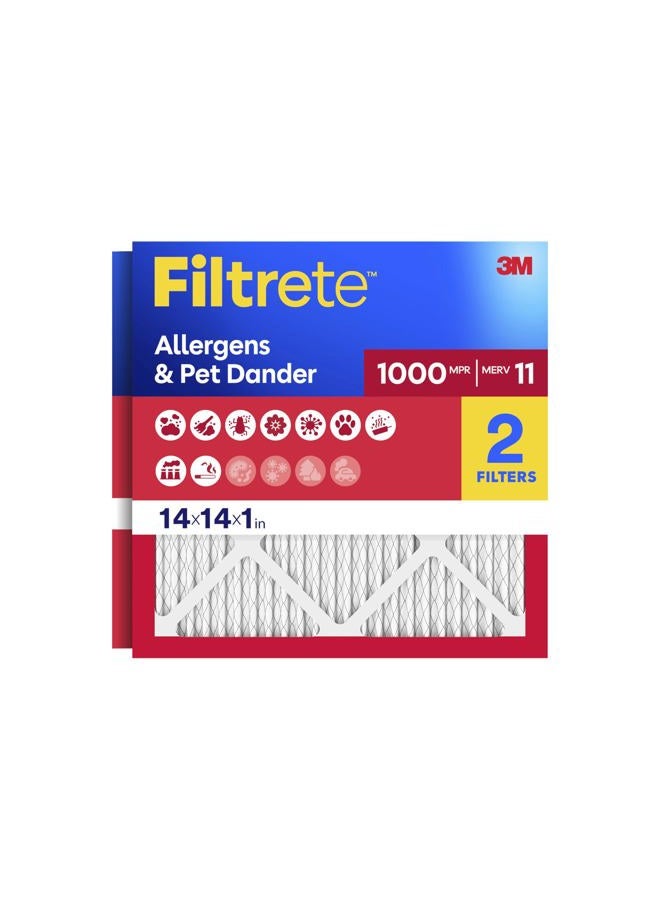 FILTRETE 14x14x1, AC Furnace Air Filter, MPR 1000, Micro Allergen Defense, 2-Pack (Exact Dimensions 13.81 x 13.81 x 0.81) - Image 1