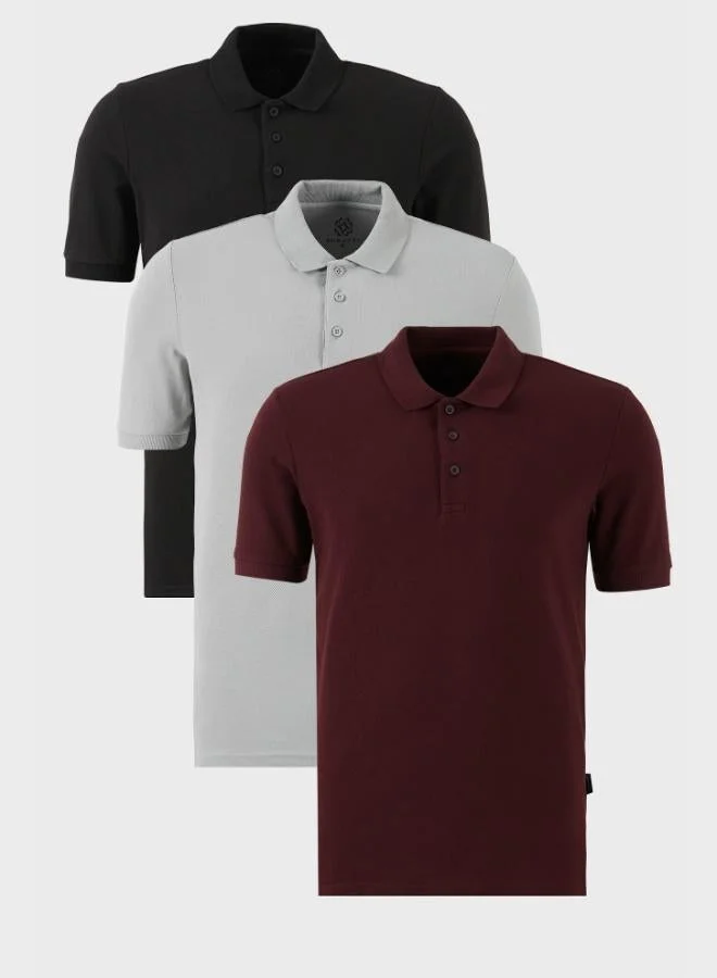 بوراتي تيشيرت رجالي بولو قطن من بوراتي عبوة من  قطع