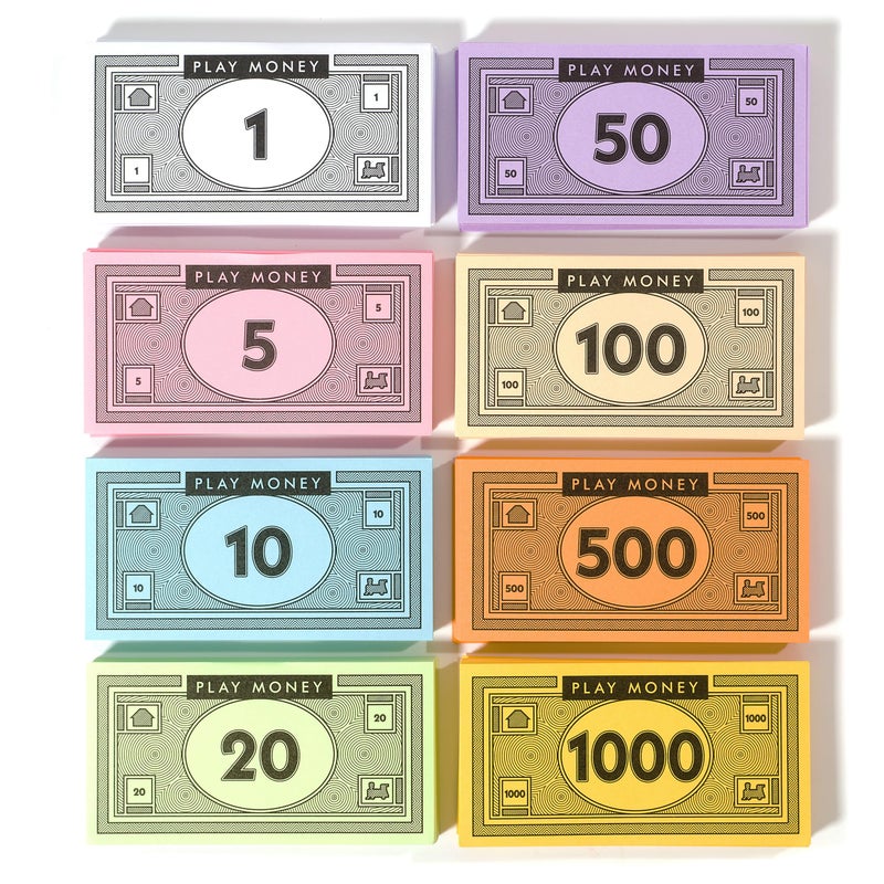 Apostrophe Games أوبولي بلاي موني 520 قطعة نقود مزيفة لألعاب الطاولة 65 من كل فئة في 8 فئات 1 5 10 20 50 100 500 1000 حزم إعادة تعبئة كاشير للعب التظاهر - Image 4