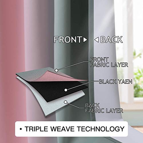 COSVIYA Grommet Ombre Room Darkening Curtains 63 inches Length for Kids/Girls Bedroom, Polyester Light Blocking Pink and Grey Gradient Window Drapes/Curtains for Living Room,2 Panels, 52x63 inches - Image 4