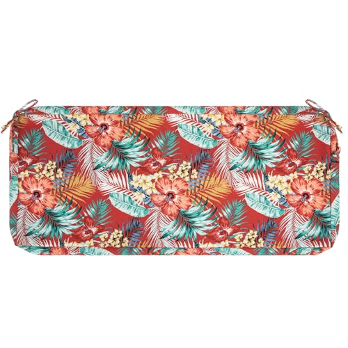 IN4 Care Patio Bench Cushion Covers for Outdoor Furniture with Ties Water Resistant LoveseatSettee Cushion Slipcover 42x18x3 Inch for Swing Porch Garden Replacement Cover OnlyChili Red Floral - Image 1
