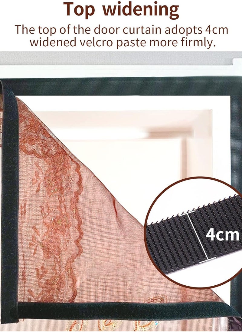 Generic - Magnetic Screen Door,Self Sealing Magnetic Fly Screen Door with Straps Anti Mosquito Door Fly Screen Mosquito Mesh Curtain Door Screen for Living Room Bedroom Kitchen - Image 1