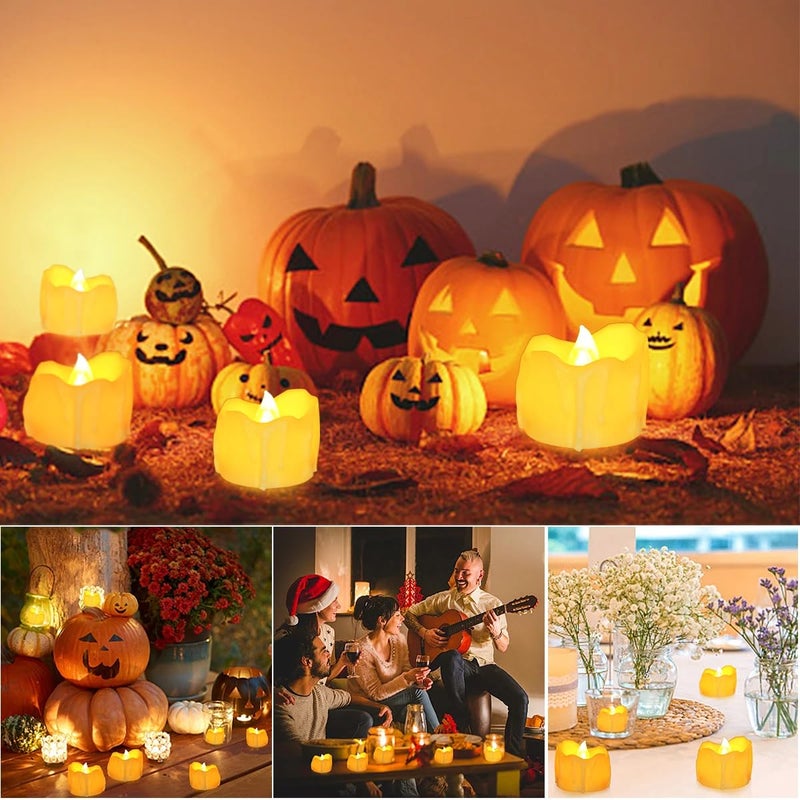 MOONCEE 24pcs Warm White LED Tea Light Candles Wax Texture Candlelight Flameless Battery Operated Tealights for Diwali, Wedding, Birthday, Christmas Candle, Easter, Xmas Tree Home Decoration - Image 5