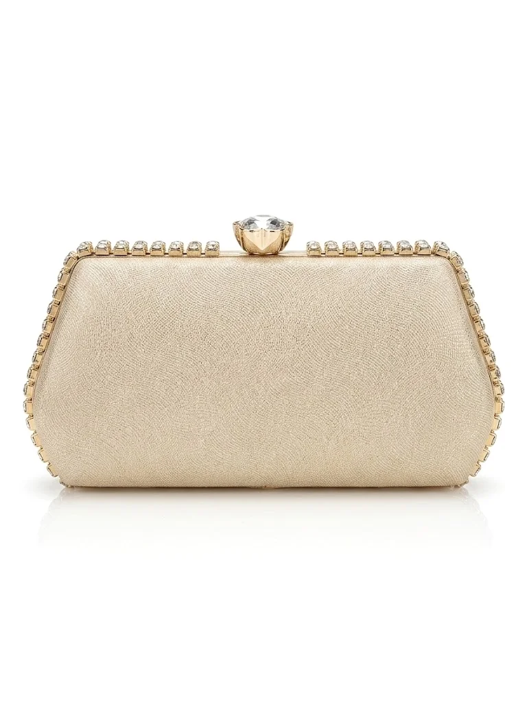 Viny Women's Crystal Frame Evening Clutch Bag | Rhinestone Trimmed Hard Shell Party Handbag