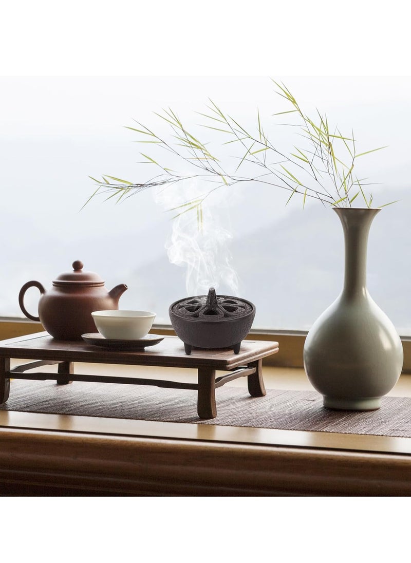 Bakhoor - Cast Iron Incense Burner Flowershaped Incense Pot Multifunctional Aromatherapy Burner Incense Table Home Decoration Bathroom Flower Circle - Image 1