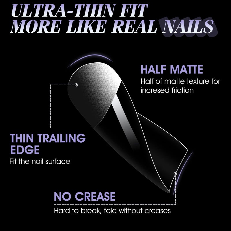Gelike EC Short Square Nail Tips: Soft Gel False Nail Tips Full Cover for Nail Extensions - Acrylic Nails Professional Clear Gelly Tips False Press on Preshaped PMMA,12 Sizes, SHORT SQUARE 240PCS - Image 3