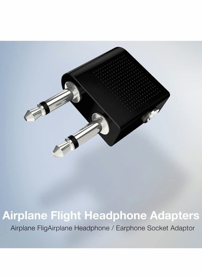Excefore - Airplane Headphone Adapter, 2 Pcs Airline Flight Headphone Converter Sliver Plated 3.5mm Male to 3.5mm Female Stereo Aux Jack Headphone Adapter Compatible with More Headphones - Image 1
