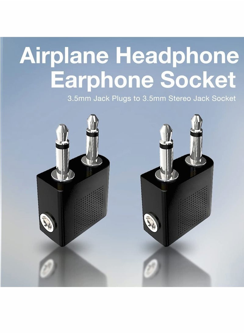 Excefore - Airplane Headphone Adapter, 2 Pcs Airline Flight Headphone Converter Sliver Plated 3.5mm Male to 3.5mm Female Stereo Aux Jack Headphone Adapter Compatible with More Headphones - Image 1