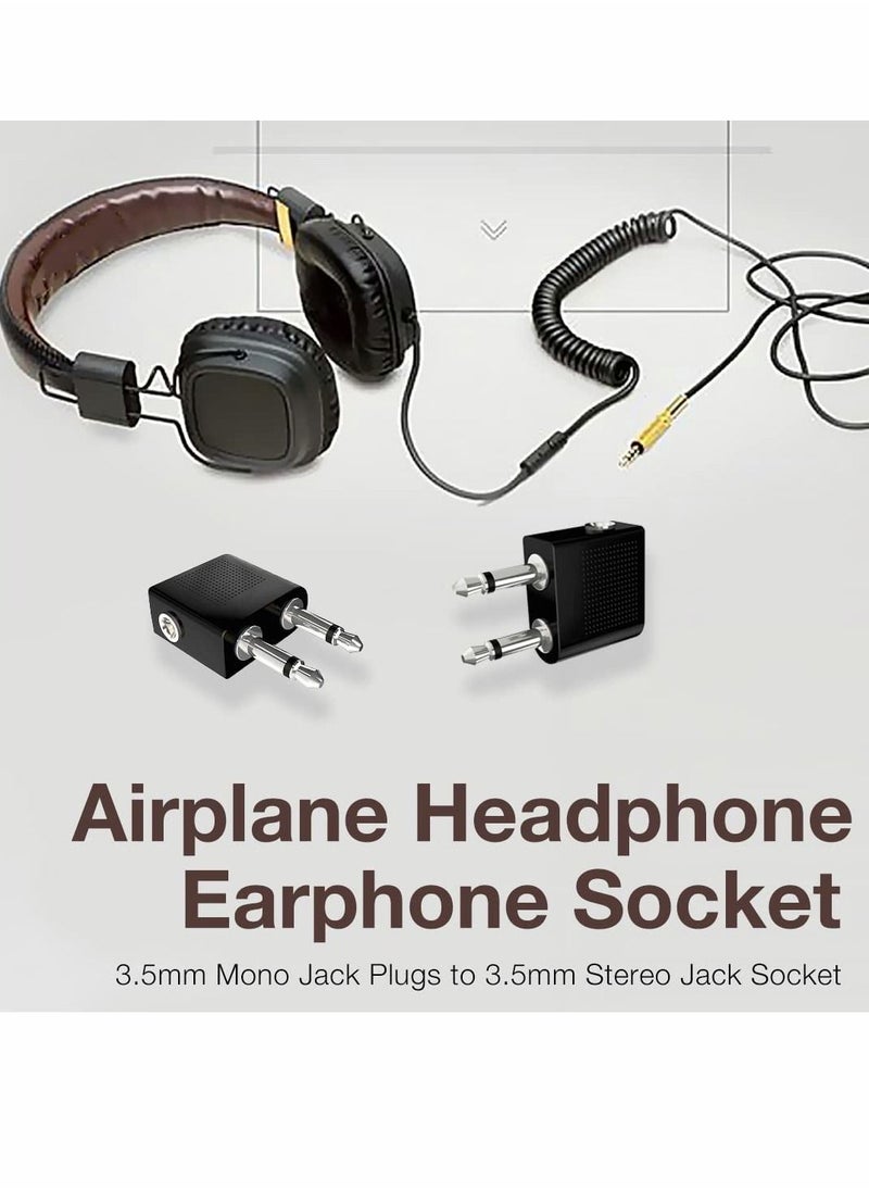 Excefore - Airplane Headphone Adapter, 2 Pcs Airline Flight Headphone Converter Sliver Plated 3.5mm Male to 3.5mm Female Stereo Aux Jack Headphone Adapter Compatible with More Headphones - Image 1