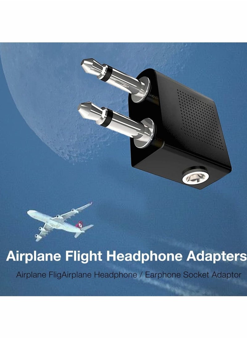 Excefore - Airplane Headphone Adapter, 2 Pcs Airline Flight Headphone Converter Sliver Plated 3.5mm Male to 3.5mm Female Stereo Aux Jack Headphone Adapter Compatible with More Headphones - Image 1