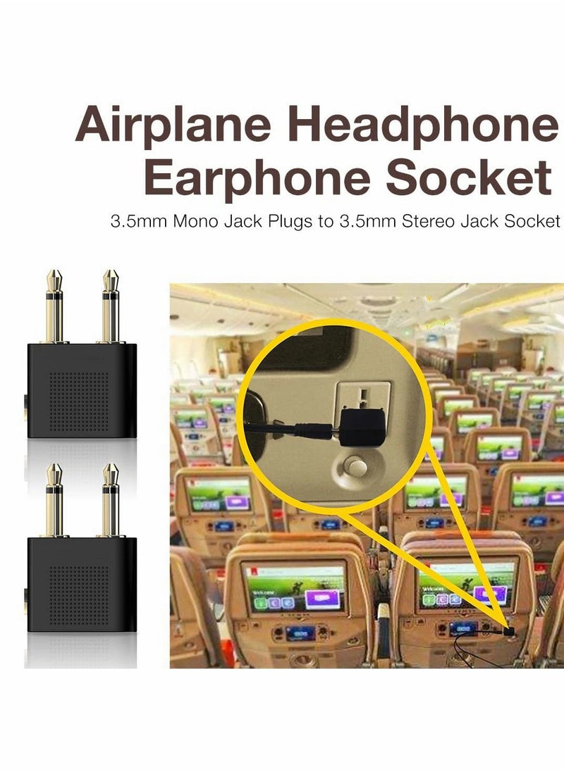 Excefore - Airplane Headphone Adapter, 2 Pcs Airline Flight Headphone Converter Sliver Plated 3.5mm Male to 3.5mm Female Stereo Aux Jack Headphone Adapter Compatible with More Headphones - Image 1