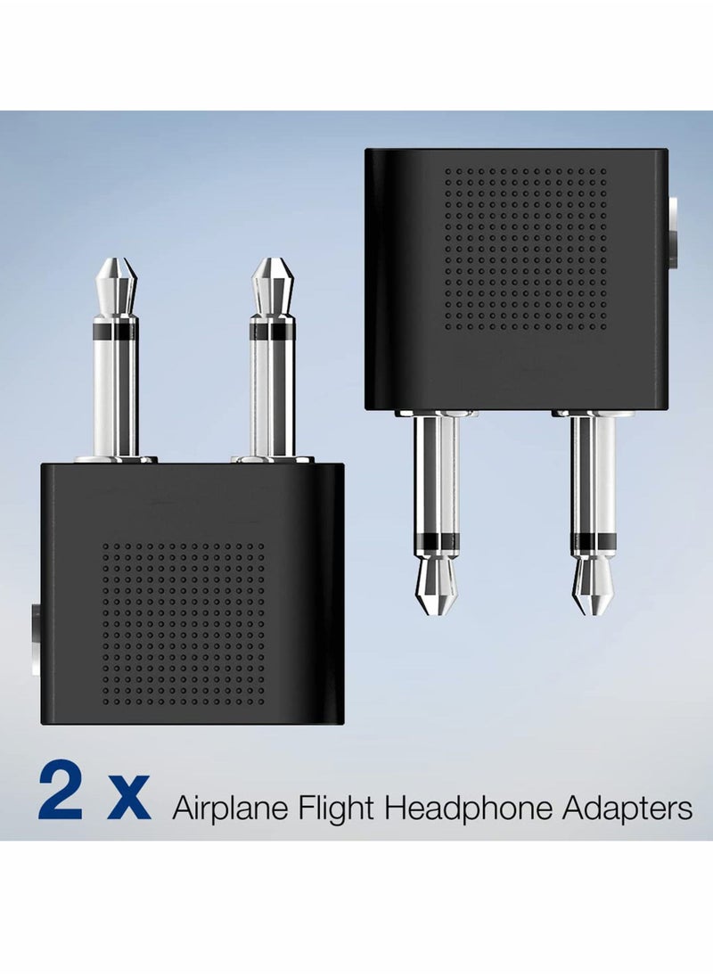 Excefore - Airplane Headphone Adapter, 2 Pcs Airline Flight Headphone Converter Sliver Plated 3.5mm Male to 3.5mm Female Stereo Aux Jack Headphone Adapter Compatible with More Headphones - Image 1