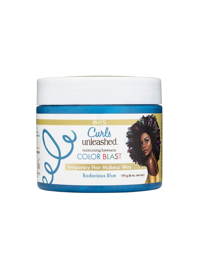 Curls Unleashed ORS Curls Unleashed Color Blast Temporary Color Wax, Infused with Beeswax & Castor Oil, Bodacious Blue (6.0 oz) 