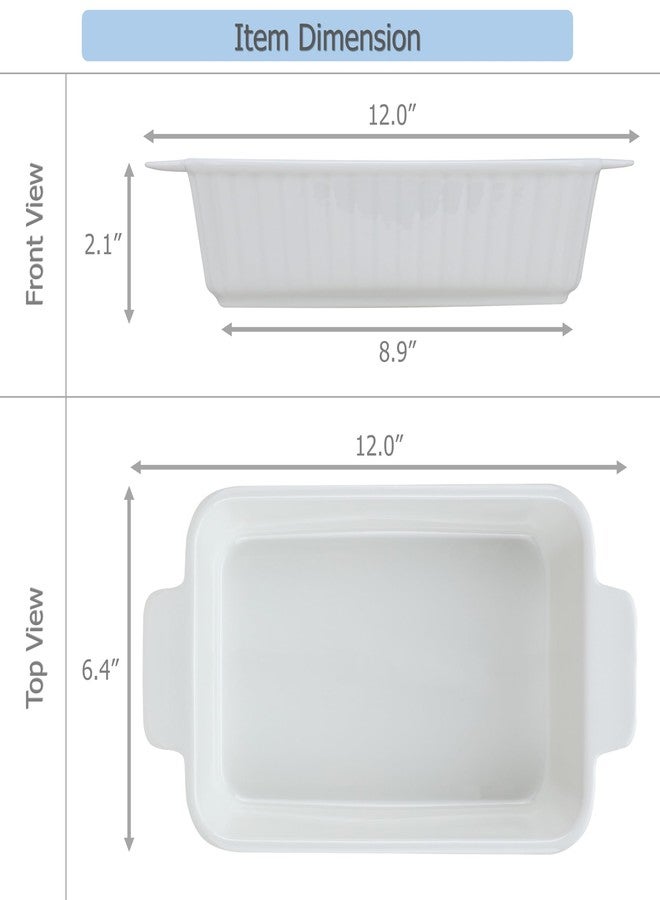 EIKS Ceramic Baking Dish with Handles and Silicone Mat for Serving Baking and Steaming Lasagna Noodle Meat Rice Pasta Bread Casseroles Meal (White, 12-inch) - Image 4