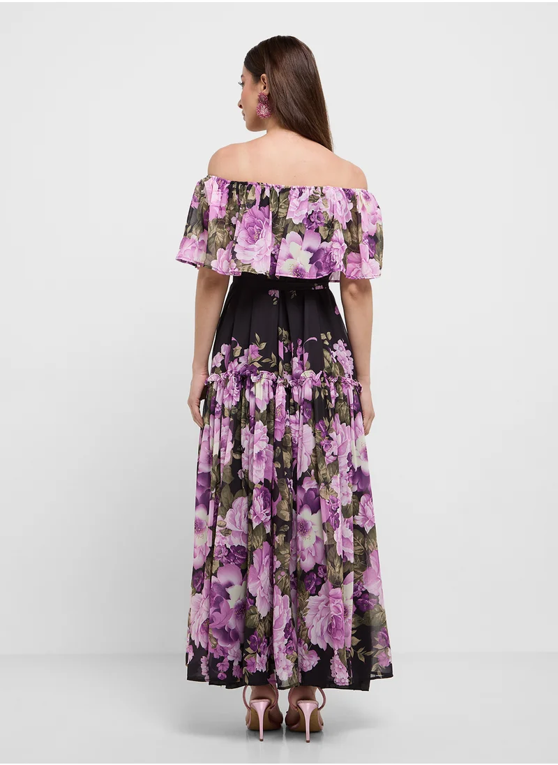 ايلا Off Shoulder Floral Print Dress