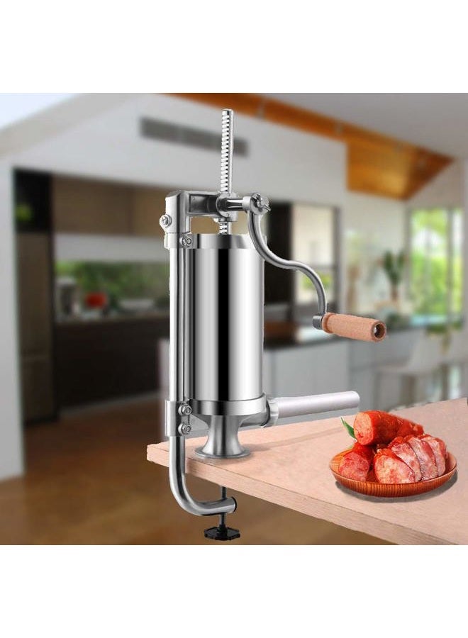 Meao Sausage Filler Stuffer Home Made Machine - Stainless Steel Vertical Sausage Maker with Suction Base and Manual Crank for Household Use or Commercial - Capacity 2.5 LBS #1 - Image 2