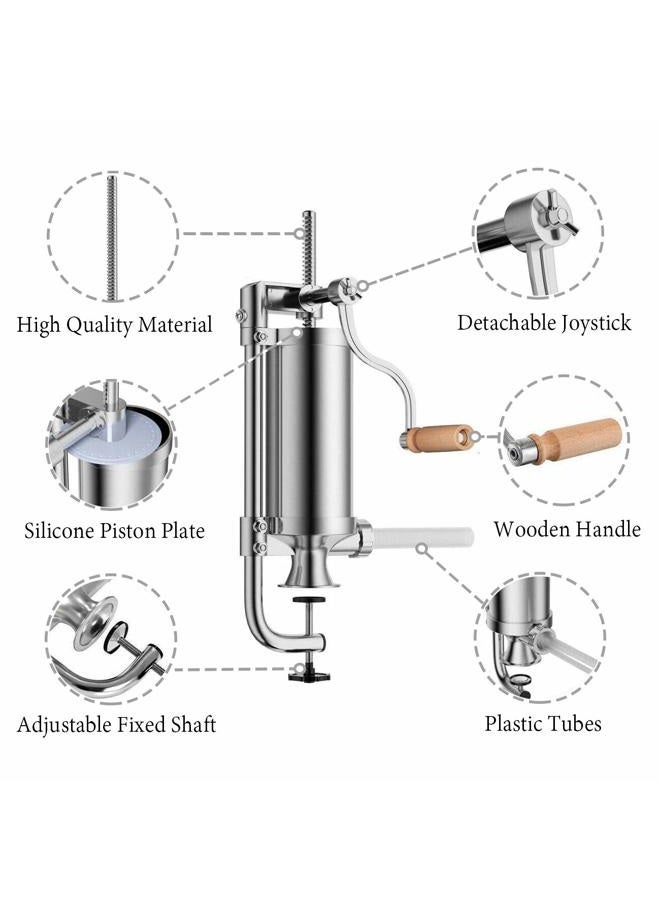 Meao Sausage Filler Stuffer Home Made Machine - Stainless Steel Vertical Sausage Maker with Suction Base and Manual Crank for Household Use or Commercial - Capacity 2.5 LBS #1 - Image 3