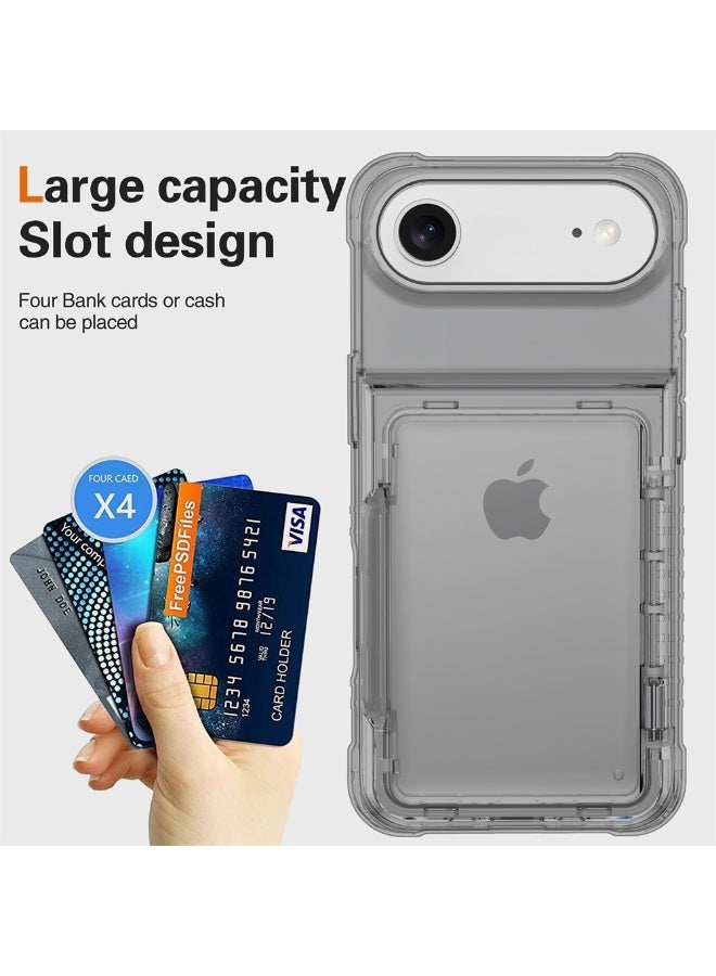 عام غطاء لآيفون 17 إير مع 3-4 فتحات لحمل بطاقات الائتمان، هجين مقاوم للصدمات، حماية متينة، غلاف هاتف شفاف متوافق مع آيفون 17 إير 6.5 بوصة 2025. - Image 2
