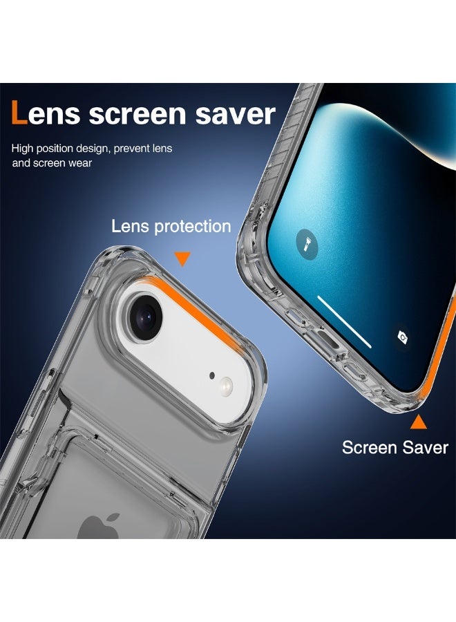 عام غطاء لآيفون 17 إير مع 3-4 فتحات لحمل بطاقات الائتمان، هجين مقاوم للصدمات، حماية متينة، غلاف هاتف شفاف متوافق مع آيفون 17 إير 6.5 بوصة 2025. - Image 4