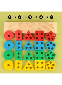 kizh Wooden Sorting Stacking Toys Color Recognition Shape Sorter Gift Educational Learning Toy Puzzles For Toddler Kids Baby Ages 3 4 6  - Image 4