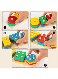 kizh Wooden Sorting Stacking Toys Color Recognition Shape Sorter Gift Educational Learning Toy Puzzles For Toddler Kids Baby Ages 3 4 6  - Image 5