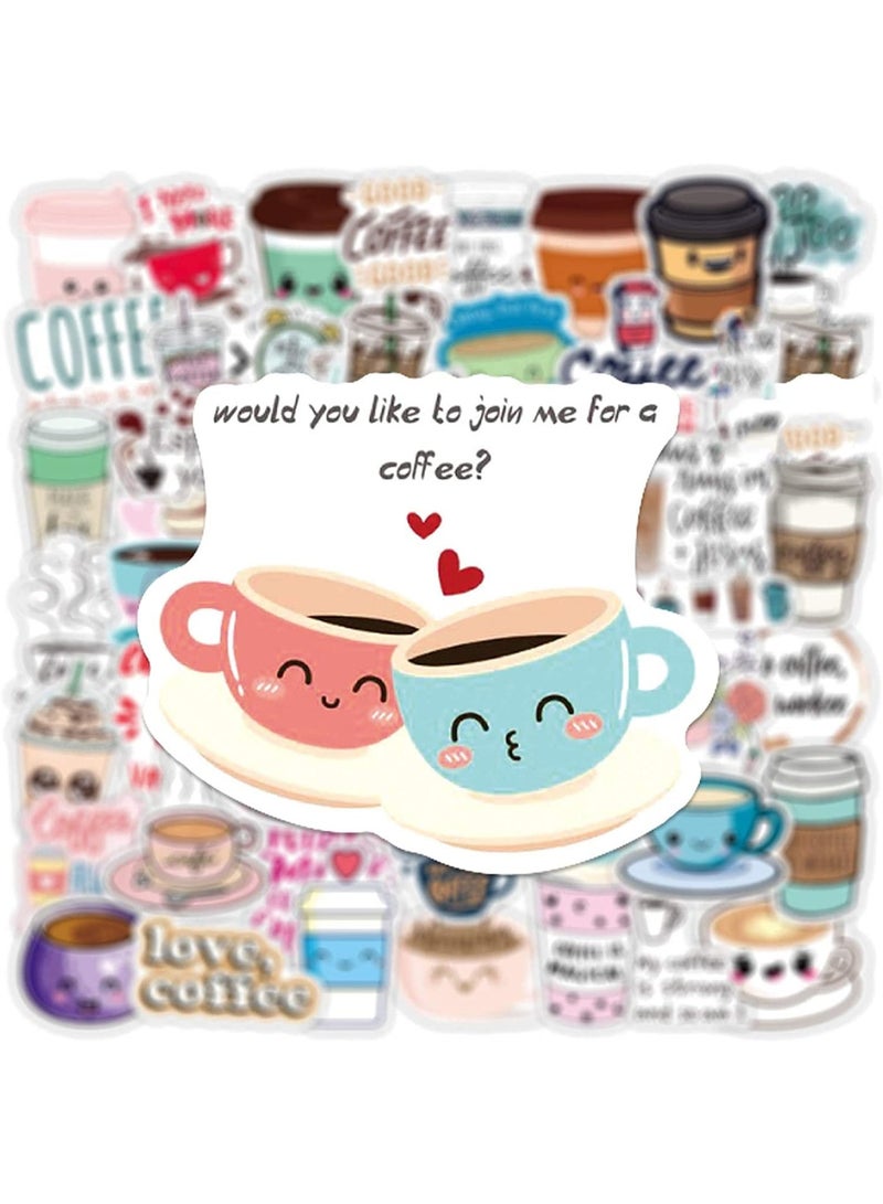 fantasize 50pcs Coffee Stickers Water Bottles Laptop Car Hydroflasks Phone Motorcycle Guitar Skateboard Computer Coffee Cup Vinyl Sticker Waterproof Cute Aesthetic Trendy Decals for Teens Boys Girls Adults - Image 3