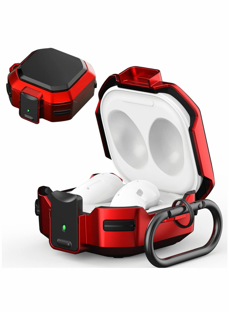 SOLARAE Armor Case Cover for Samsung Galaxy Buds Pro, Galaxy Buds Live, Galaxy Buds 2 Case Cover with Security Lock, Hard Rugged PC Shockproof Case Cover with Keychain/Straps -red - Image 1