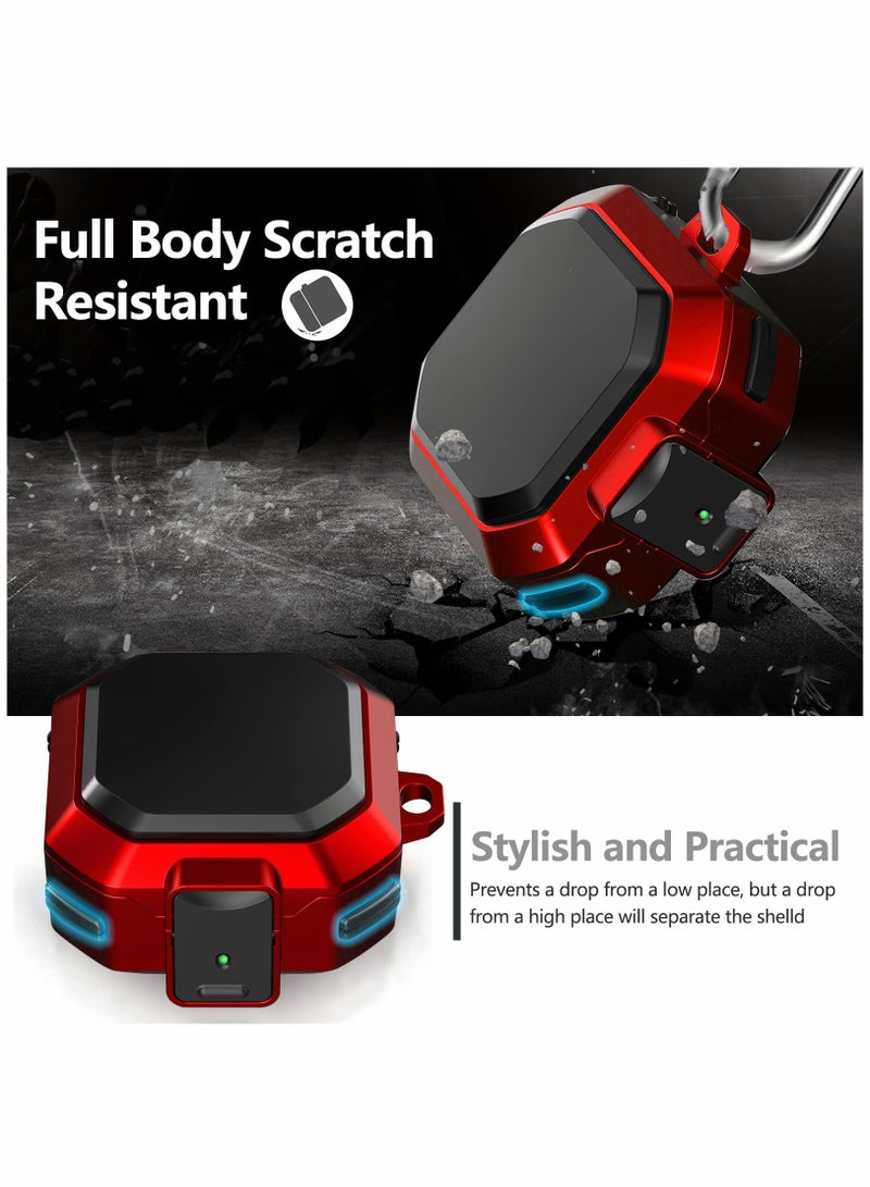 SOLARAE Armor Case Cover for Samsung Galaxy Buds Pro, Galaxy Buds Live, Galaxy Buds 2 Case Cover with Security Lock, Hard Rugged PC Shockproof Case Cover with Keychain/Straps -red - Image 5