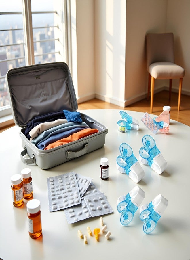 GANPUB 4Pcs Blue Portable Pill Taker Remover, Pill Remover, Blister Pack Opener Popper Assistance No Contact Easy to Take Out Travel Tablet Dispenser Pills Extractor Tool, Medication Aids Pill Organizers - Image 5