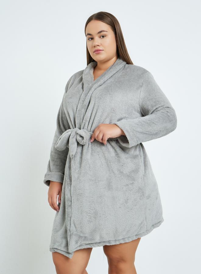 ستايلي روب فليس بمقاس كبير وياقة شال - Image 1