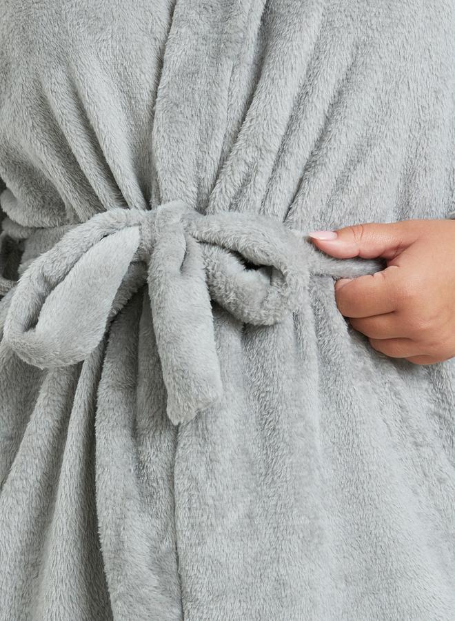 ستايلي روب فليس بمقاس كبير وياقة شال - Image 3