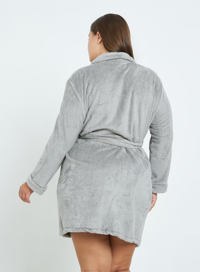 ستايلي روب فليس بمقاس كبير وياقة شال - Image 4