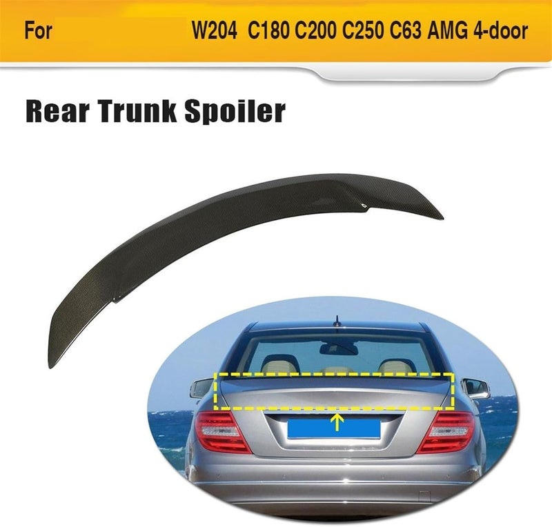 MKVAXR Carbon Fiber Rear Wing Spoiler Lip for Mercedes-Benz C Class W204 Sedan (2007-2013) - Image 5