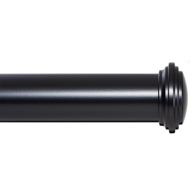 Window Curtain Rod Decorative End Cap Design 1 Inch Rod 28 to 48 Inch Black