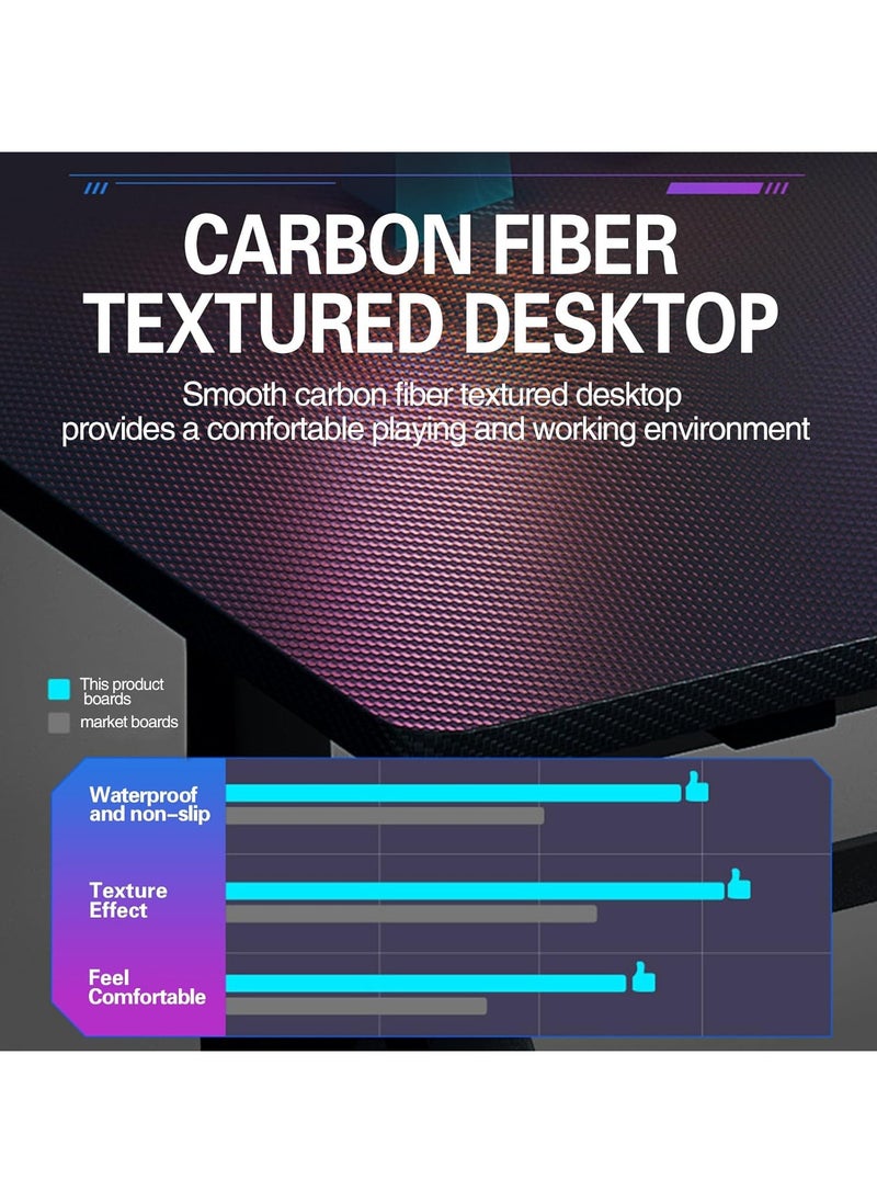 TOMSHOO - Desktop Computer Desk, Carbon Fiber Surface PC Gaming Desk Table,Simple Desk for Home Office,Study Student Writing Desk(120 * 60 * 75cm) - Image 1