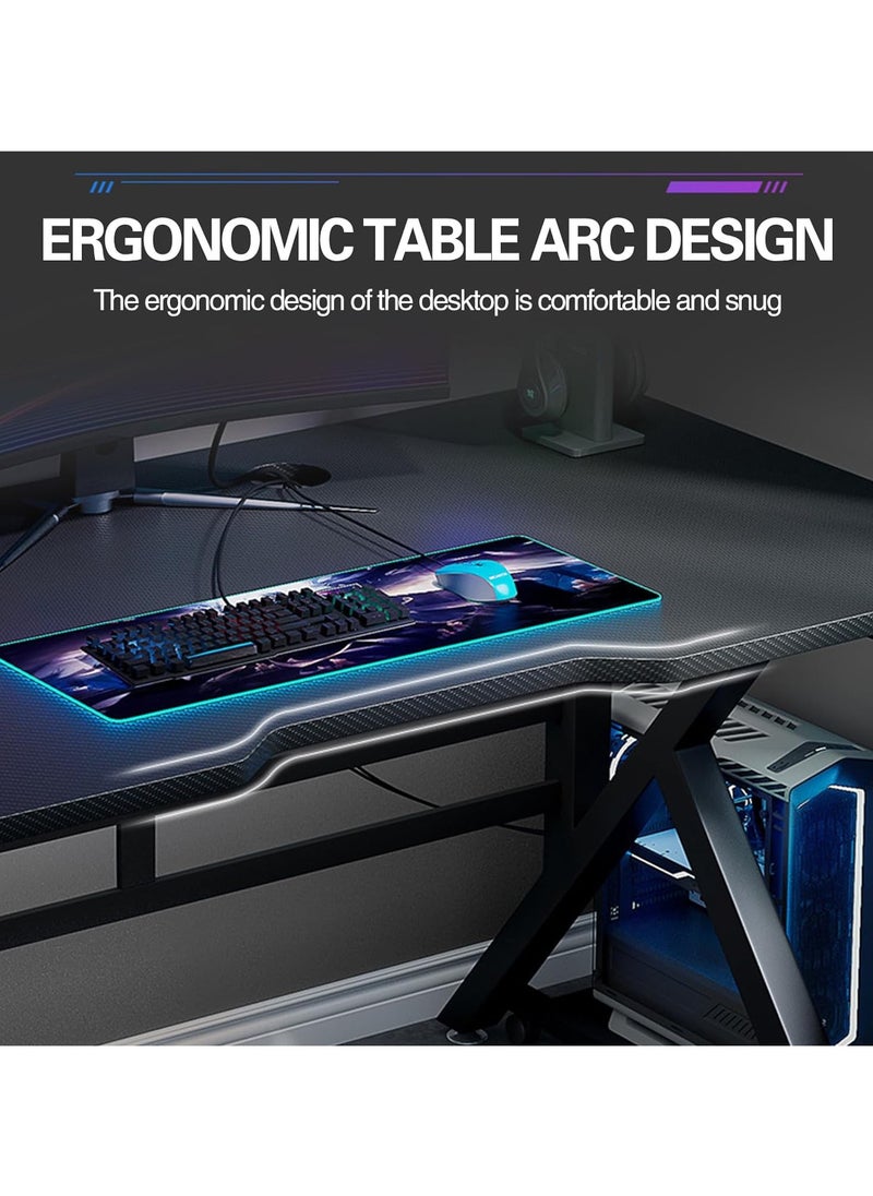 TOMSHOO - Desktop Computer Desk, Carbon Fiber Surface PC Gaming Desk Table,Simple Desk for Home Office,Study Student Writing Desk(120 * 60 * 75cm) - Image 1