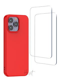 Houmt iPhone 15 Pro Max Case 6.7" Slim Liquid Silicone Soft Gel Rubber with 2X iPhone 15 Pro Max Screen Protector Shockproof Protective Phone Case Anti-Scratch Microfiber Lining for Apple iPhone 15 Pro Max  - Image 1