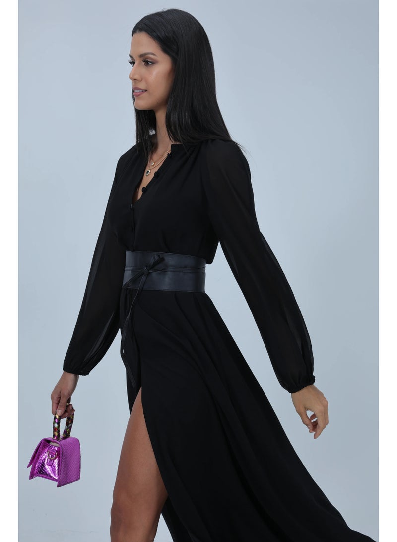 Etta Camilla, Women's Long Sleeve Maxi Shirt Dress - Image 2