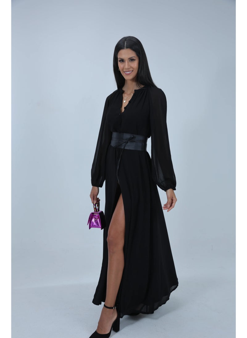 Etta Camilla, Women's Long Sleeve Maxi Shirt Dress - Image 1