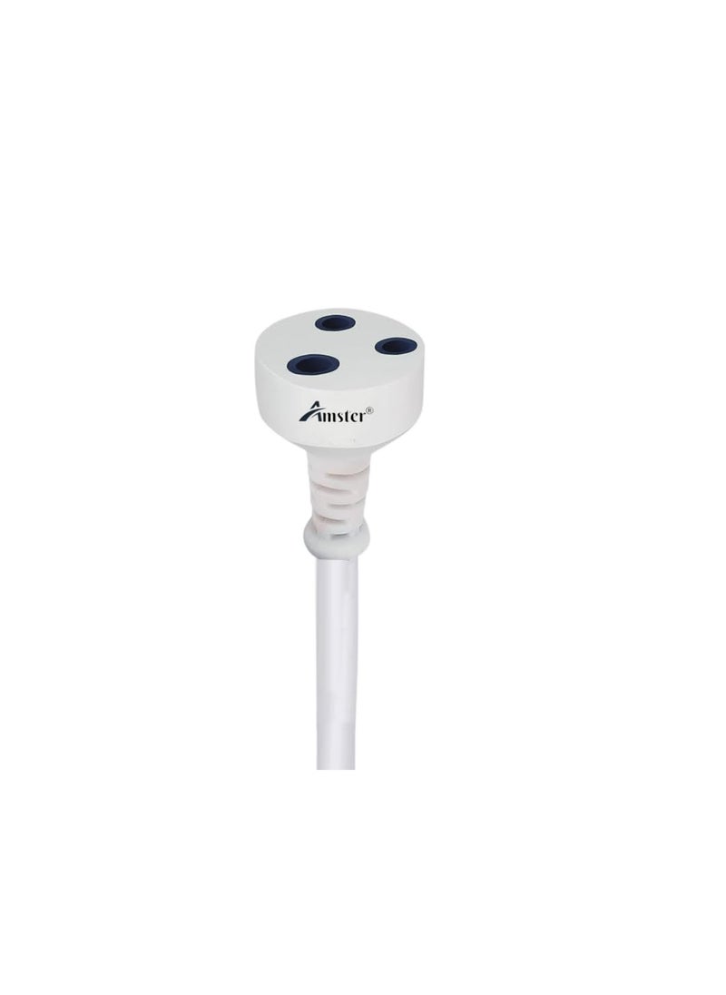 Amster - AMSTER 3 Meters Heavy Duty Long Wire Cord Single Outlet Socket 10A Expandable Electric Extension Extension Board 3 Pin Plug Extension Cord for Indoor Outdoor Use 3MWhitePack of3 - Image 1