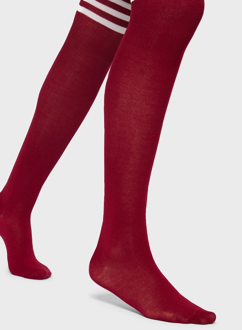 Ginger Ribbed Over The Knee Socks - Image 3