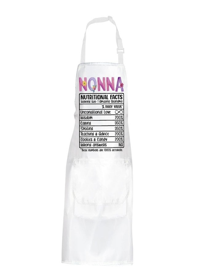 POFULL Nonna's Kitchen Gift Nonna Nutrition Facts Apron with Pockets Mother’s Day Gift for Nonna (Nonna Nutrition Apron) - Image 1