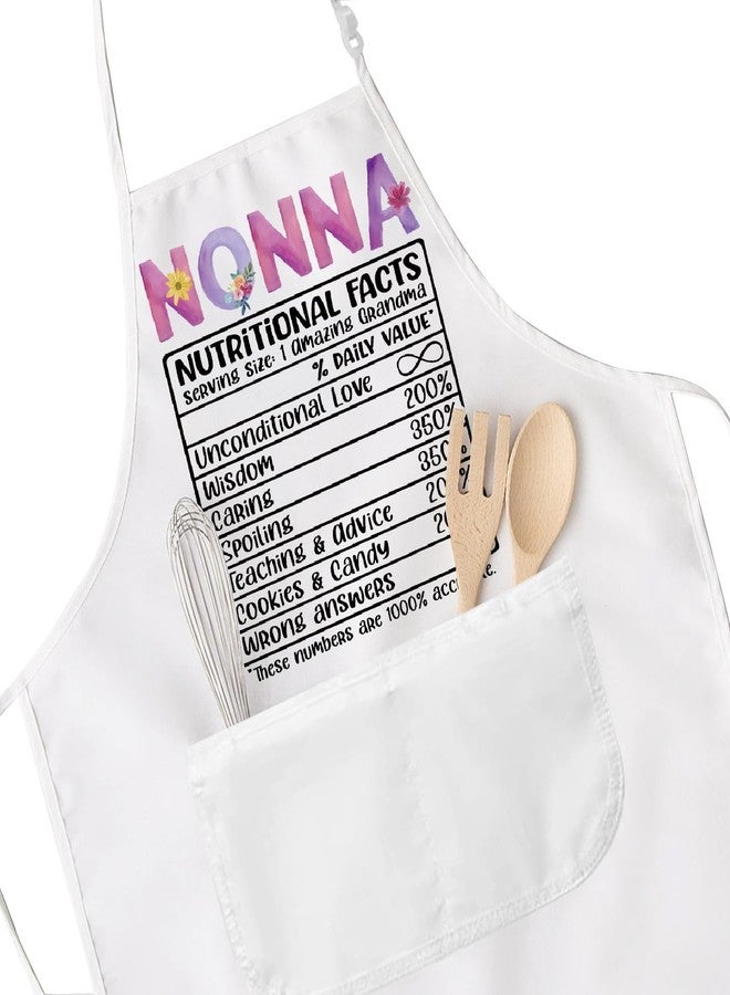 POFULL Nonna's Kitchen Gift Nonna Nutrition Facts Apron with Pockets Mother’s Day Gift for Nonna (Nonna Nutrition Apron) - Image 3