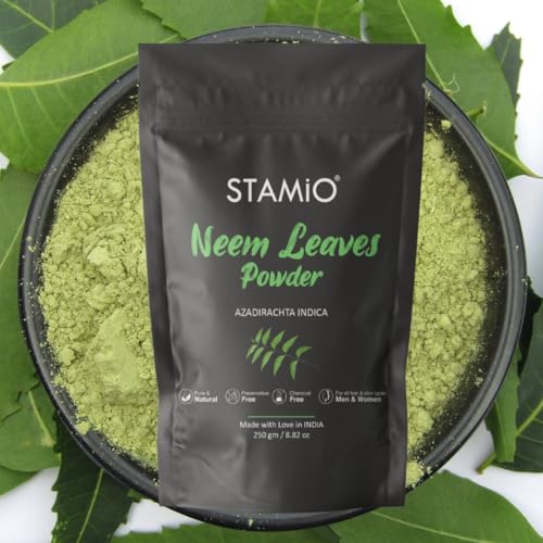 STAMIO Neem Leaves Powder 250 gm for Face Pack, Skin Care, Hair Mask, Plants, Acne, Pimples | Sun Dried Natural Azadirachta Indica | Suitable For All Skin Types Men & Women use | In Pouch 8.82 oz - Image 5